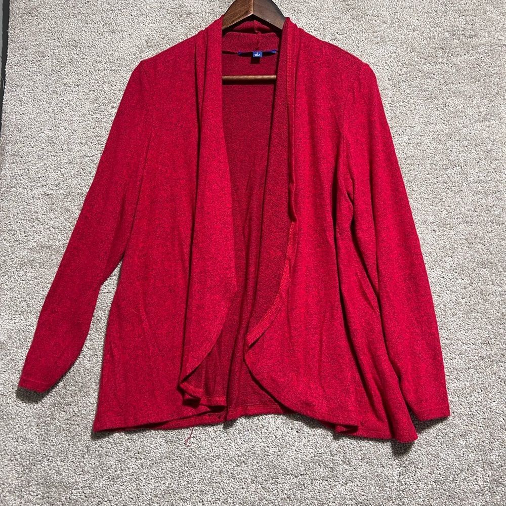 APT. 9 Woman’s Red Open Front Sweater Cardigan Soft Lightweight Size Small